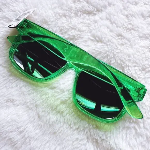 Cerise Bright Green Mirrored Sunglasses - Picture 15 of 15